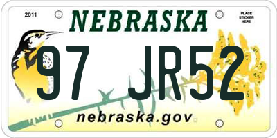 NE license plate 97JR52