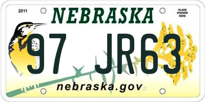 NE license plate 97JR63