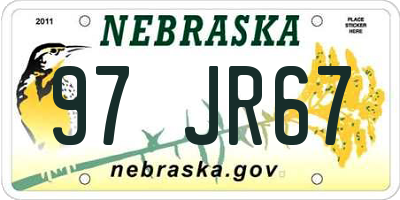 NE license plate 97JR67
