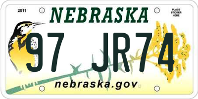 NE license plate 97JR74