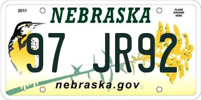 NE license plate 97JR92