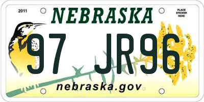 NE license plate 97JR96