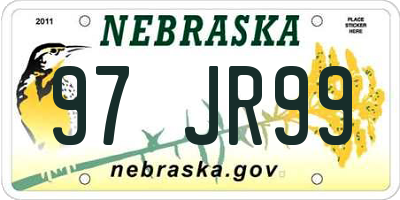 NE license plate 97JR99