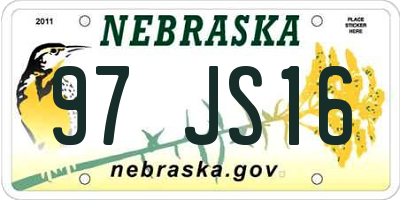 NE license plate 97JS16