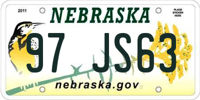 NE license plate 97JS63