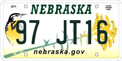 NE license plate 97JT16