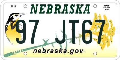NE license plate 97JT67