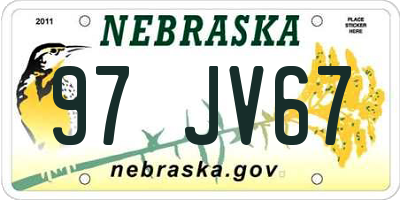 NE license plate 97JV67