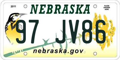 NE license plate 97JV86