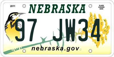NE license plate 97JW34