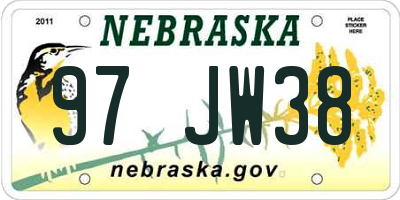 NE license plate 97JW38
