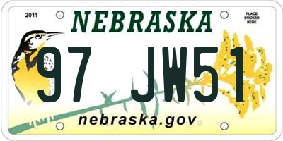 NE license plate 97JW51