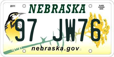 NE license plate 97JW76