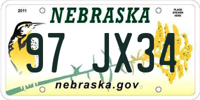 NE license plate 97JX34