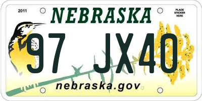 NE license plate 97JX40