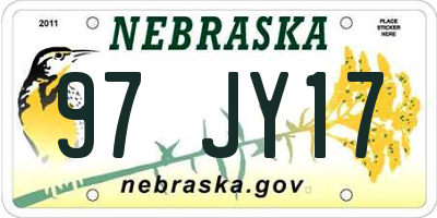 NE license plate 97JY17