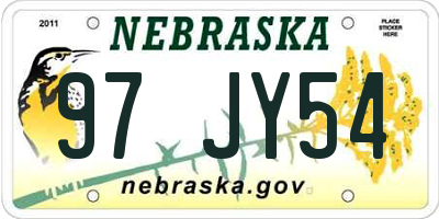 NE license plate 97JY54