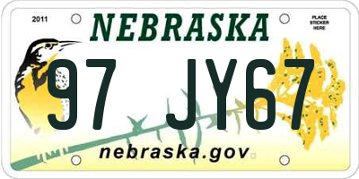 NE license plate 97JY67