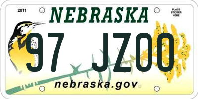 NE license plate 97JZ00