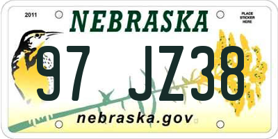 NE license plate 97JZ38