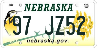 NE license plate 97JZ52