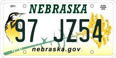 NE license plate 97JZ54