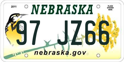 NE license plate 97JZ66