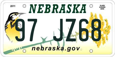 NE license plate 97JZ68