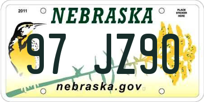 NE license plate 97JZ90
