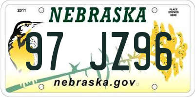 NE license plate 97JZ96