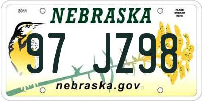 NE license plate 97JZ98