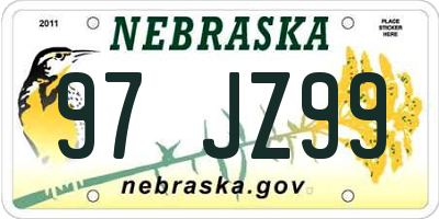 NE license plate 97JZ99