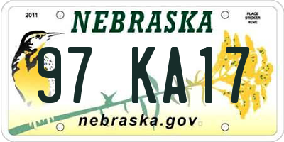 NE license plate 97KA17