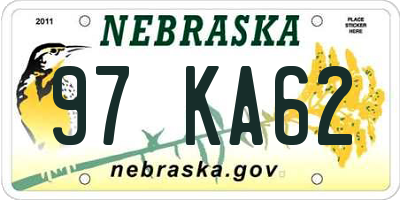 NE license plate 97KA62