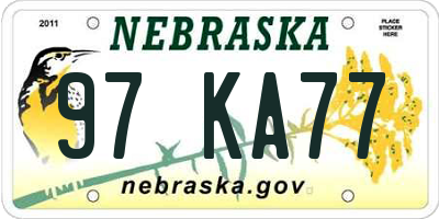 NE license plate 97KA77
