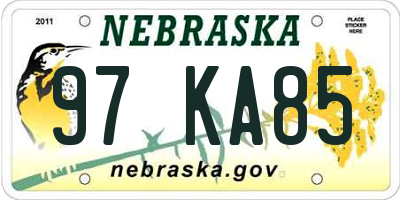 NE license plate 97KA85