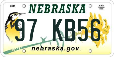 NE license plate 97KB56