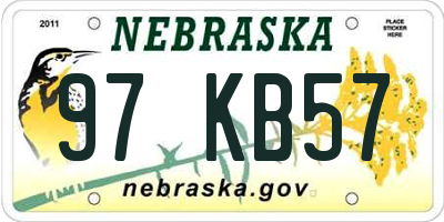NE license plate 97KB57