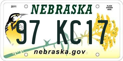NE license plate 97KC17