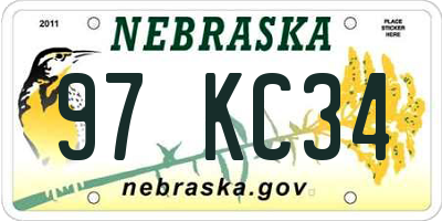 NE license plate 97KC34