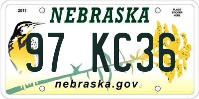 NE license plate 97KC36