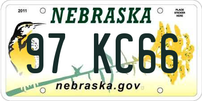 NE license plate 97KC66