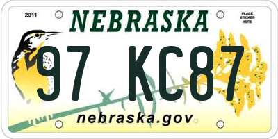 NE license plate 97KC87