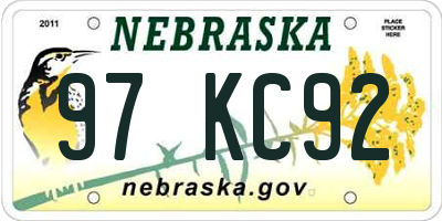 NE license plate 97KC92
