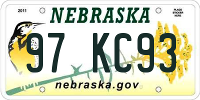 NE license plate 97KC93