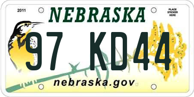 NE license plate 97KD44