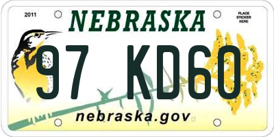 NE license plate 97KD60