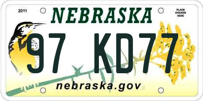 NE license plate 97KD77