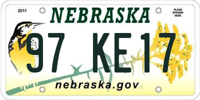 NE license plate 97KE17