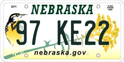 NE license plate 97KE22